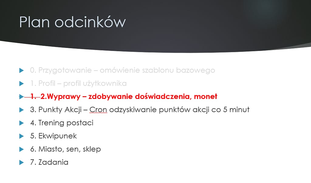 Obrazek przedstawiający plan tworzenia gry, stan na dzień 06.10.2023